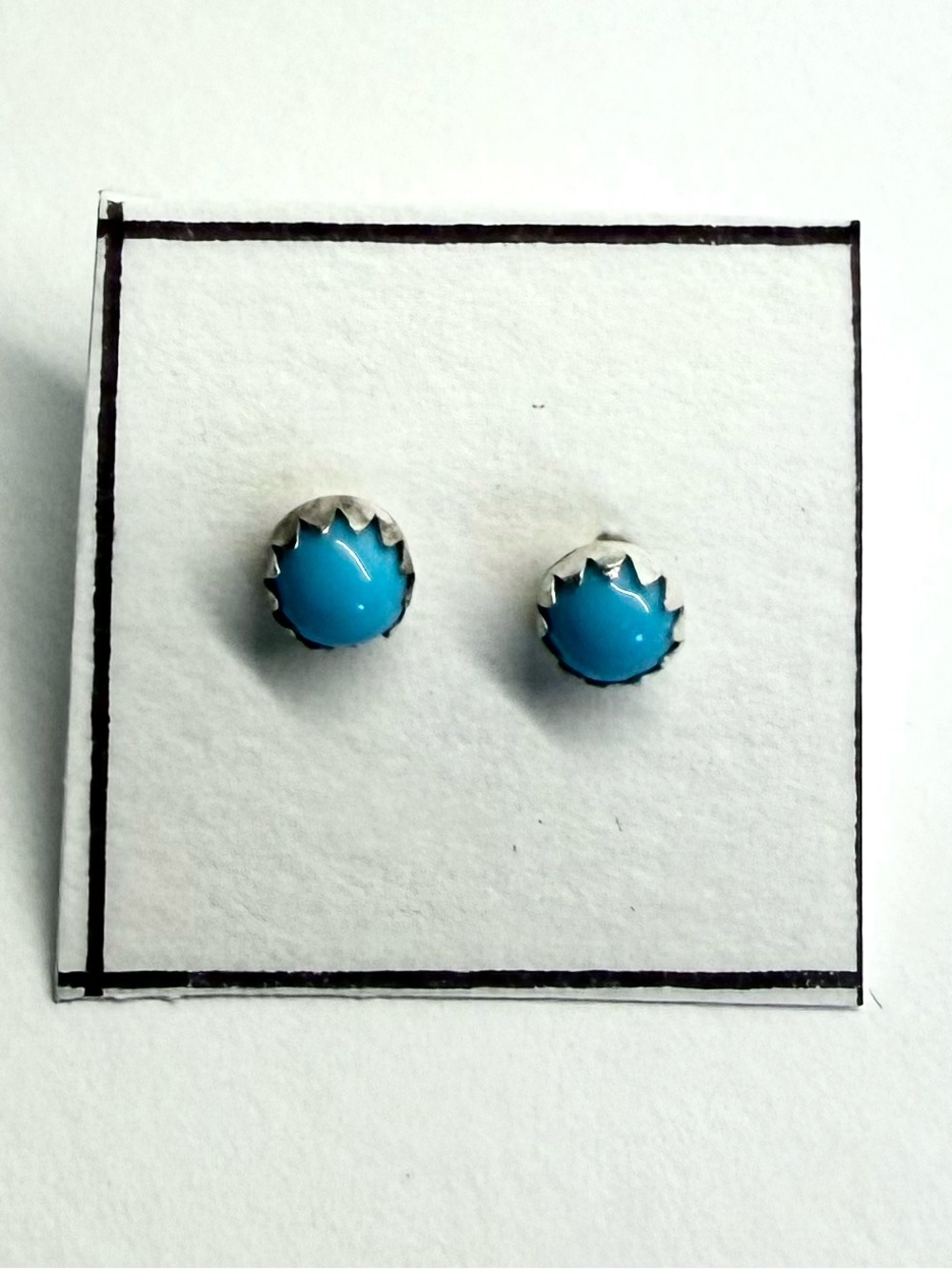 Sterling Silver Turquoise Blue Stud Earrings